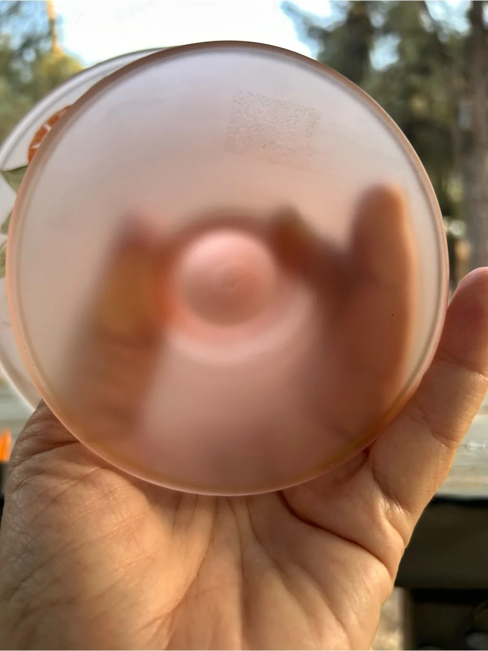Vintage Pink satin glass mayonnaise bowl 1920-50